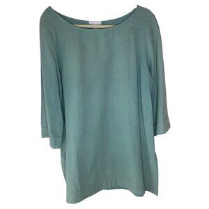 Soft Surroundings Loose-Fit Seafoam Green Tunic Top With 3/4 Sleeves Pocket
